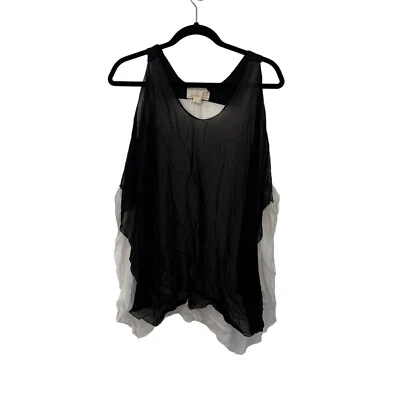 Blusa sin mangas Artelier Nicole Miller negra seda semi transparente para mujer Talla: S Foto 1 de 4