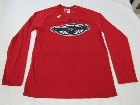 New Florida Atlantic University Owls Mens Size L Adidas Red Long Sleeved Shirt Cover