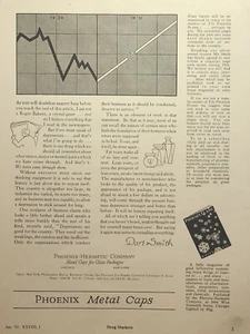 Phoenix Metal Caps for Glass Packages Pharmacy Dart Smith Vintage Print Ad 1931 - Picture 1 of 4
