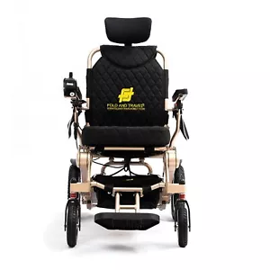 Premium Manual Reclining Foldable Electric Wheelchair with Remote Controller - Picture 1 of 22
