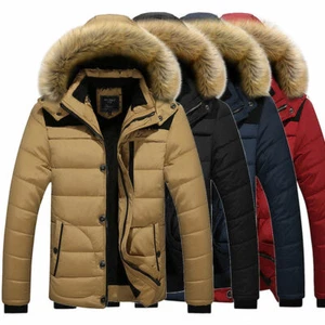 Mens Padded Puffer Quilted Hooded Down Coat Parka Jacket Winter Warm Outwear Top - Picture 1 of 13