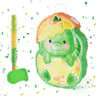 Dinosaurier Eierkarton Pinata, Stick und Augenbinde Set Party - Bild 1 von 3