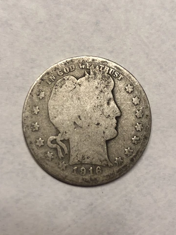 1916 P Barber Silver Quarter - Hole Filler - 90% Silver ,2 Cover