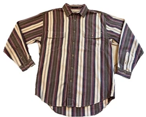 Vintage EDDIE BAUER Herren Large lila Streifen Elchhorn Twill Knopf Hemd NN - Bild 1 von 7