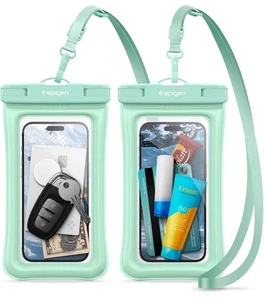 Spigen Aqua Shield Universal Waterproof Floating Phone Case 2 Pack Mint Colour - Picture 1 of 6