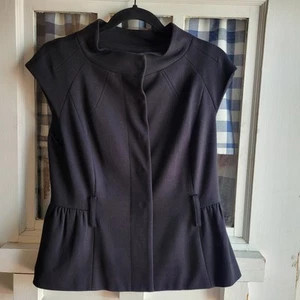 Kenneth Cole New York Women's Black Sleeveless Vest Snap Front Mock Neck Size 4 - Picture 1 of 3