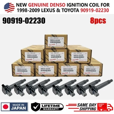 8X 90919-02230 GENUINE DENSO Ignition Coils For 1998-2009 Toyota & Lexus4.3L4.7L - Image 1 of 4