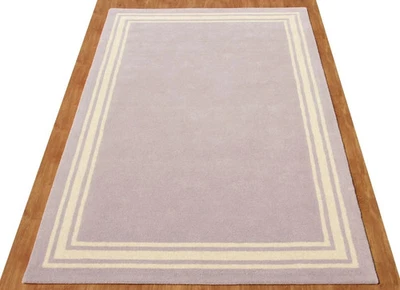 Hotel Harper Border Purple Modern Hand-Tufted 100% Wool Soft Area Rug Carpet - Image 1 of 4