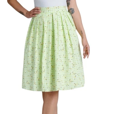ModCloth Imagine The Possibilities Skirt Green Plaid Floral Midi Skirt Size 4  - Image 1 of 4