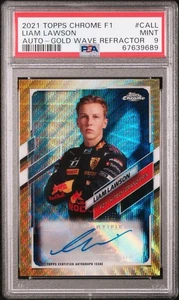 2021 Topps Chrome Formula 1 Liam Lawson Gold Wave Refractor Autograph /50 PSA 9 - Bild 1 von 2