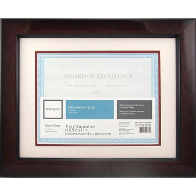 Realspace Plastic Photo/Document Frame, 11" x 14", Matted, Black Cherry - Image 1 of 3