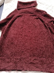 Ladies Burgandy Polo Long Sleeve Chanile Jumper Size L - Picture 1 of 7
