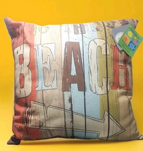 To The Beach Indoor/Outdoor Pillow Climaweave 18" Made USA Throw Home Retro Boho - Picture 1 of 13