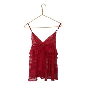 Y2K Victoria’s Secret Babydoll rot Spitze Rüschen Dessous Schleife Top Gr. S - Bild 1 von 4