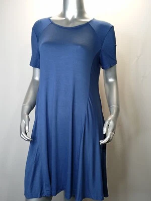 Nuevo vestido de cambio azul manga corta fluido talla mediana exuberante para mujer Foto 1 de 4