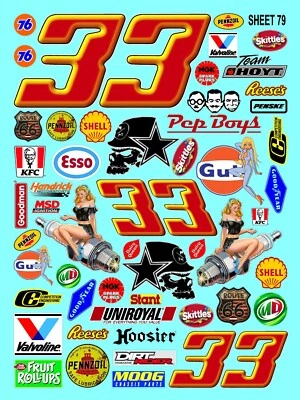 CLEAR VINYL Sticker Sheet 79 Sponsor Decal 1/24-1/16 Scale DIE CUT -PEEL & STICK - Image 1 of 4