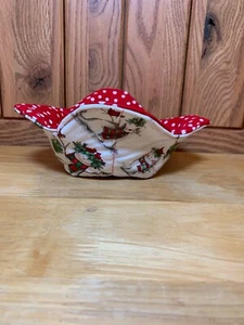 Handmade Quilted Winter Snowman Cat Dog Bird Reversible Microwave Bowl Cozy - Picture 1 of 4