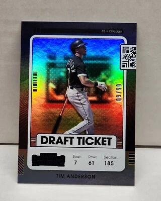 TIM ANDERSON 2021 Contenders Draft Ticket PURPLE ~ #'d /99 ~ WHITE SOX - Image 1 of 2