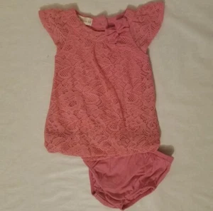 Route 66 Pink Floral Eyelet Bubble Cap Sleeve Dress With Bloomers 3-6M EUC - Picture 1 of 3