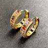 Details about Luxury 18K Gold Plated Colorful Round Shaped Cubic Zirconia Stud Earrings 1pair