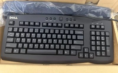 Genuine Dell USB Keyboard KU-9985 w/ Palm Rest NEW BLACK - Image 1 of 4