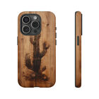 "Cactus Burnt Wood Design" Phone Case -Tough Cases