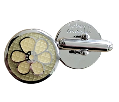 Robert Charles "Florence желтый" круглый пули назад запонки - сделано в Великобритании - Изображение 1 из 4