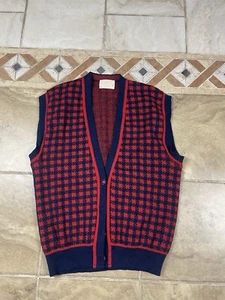 Vintage Pendleton Sweater Vest Size M Wool Plaid USA Made 80s Blue/red - Picture 1 of 3