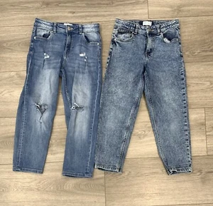 2x Girls Target Mom Ankle Length Denim Jeans Size 9 - Distressed & Blue Look New - Picture 1 of 6