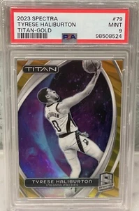 2023-24 Panini Spectra Titan Gold Prizm Tyrese Haliburton SP /10 PSA - Bild 1 von 2