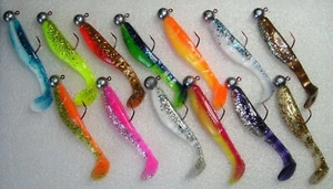 8 piezas peces de goma relax de 11,5 cm, cabezas de plantilla VMC 4/0 o 6/0 bacalao, lucio, nuevo - Imagen 1 de 3