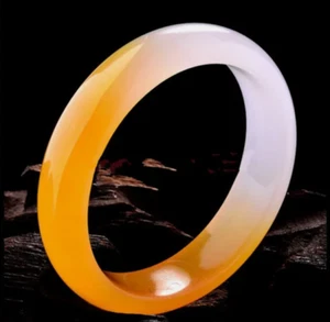 100% Natural Yellow White Jade Jadeite Bangle Bracelet 60-64mm Jewelry AAA+ - Picture 1 of 6