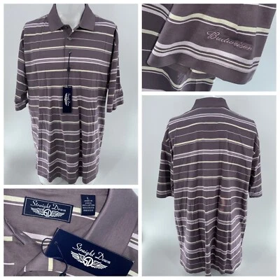 Camisa polo de golf Budweiser recta para hombre L gris a rayas algodón nueva con etiquetas YGI N4-64 Foto 1 de 4