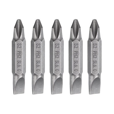 5pcs PH2/SL6 Magnetic Double Ended Phillips Slotted Screwdriver Bit 1.5" Length - Imagem 1 de 4