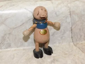 Vintage Walt Disney Three Little Pigs Fun E Flex Figur mit Original Aufkleber - Bild 1 von 6
