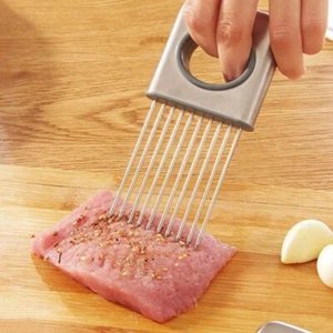 Stainless Steel Onion Holder Easy Grip Tool for Slicing&Dicing Vegetables Safely - Picture 1 of 5