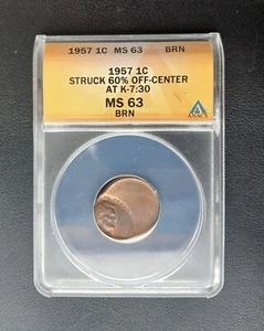1957 AWESOME 60% OFF CENTER Wheatback Penny ANACS MS63BR - Picture 1 of 4