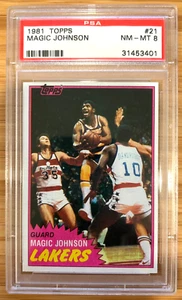 1981 Topps Magic Johnson Solo Rookie Card RC #21 PSA 8 Mint Lakers Basketball - Picture 1 of 2