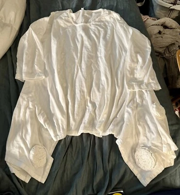 Camisa túnica top de algodón asimétrica peculiar blanca talla única Dress to Kill Foto 1 de 4