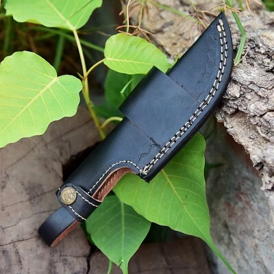 Handmade Fixed Blade Knife Black Leather Sheath Scout Holster Knife Sheath - Image 1 of 4