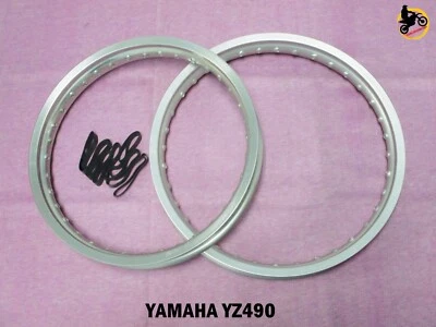 JUEGO LLANTAS YAMAHA YZ490 DELANTERAS+ TRASERAS ALUMINIO PLATA *nan4451* Foto 1 de 4