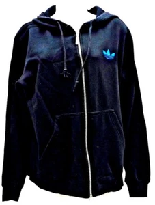 Size 37" CHEST, NAVY HOODED, FRONT POCKETS, RETRO, SWEATSHIRT ADIDAS - Picture 1 of 3