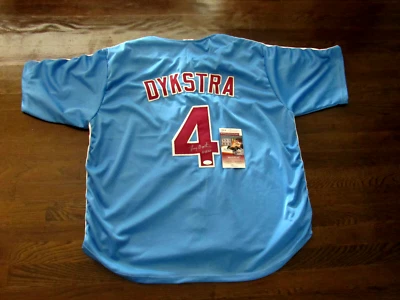 LENNY DYKSTRA NAILS PHILADELPHIA PHILLIES 1986 WSC METS CAMISETA AUTOMÁTICA FIRMADA JSA  Foto 1 de 3
