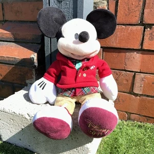 Disney Store 2016 Mickey Mouse Christmas Plush Soft Toy Tartan Plaid Scottish - Picture 1 of 16