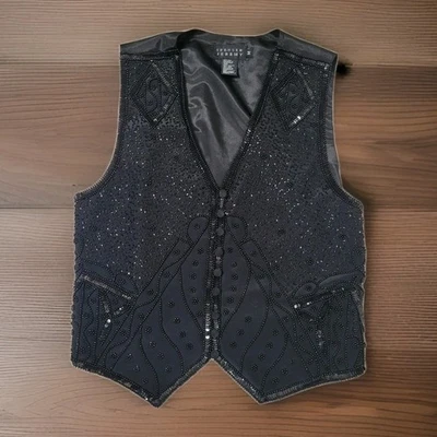 Colete de Noite Vintage Spenser Jeremy Preto Frisado Formal Anos 90 Tamanho Médio - Imagem 1 de 4