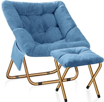 Cómoda silla platillo plegable sillón, piel sintética suave, #R030 Foto 1 de 4