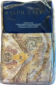 Ralph Lauren Bellosguardo Paisley Multi Euro Pillow Sham Gold Brown 26” X 26 New - Picture 1 of 2