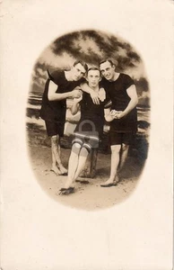 Buckroe Beach VA Virginia Men in Bathing Suits 1920s RPPC Photo Postcard COPY - Picture 1 of 2