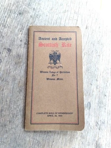 1924 Scottish Rite Complete Membership Roll Winona MN Masonic Lodge Antique Book - Picture 1 of 9