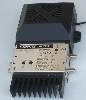 Schwaiger GN 7824 ▪ BK-Verstärker, 24dB, 120dBµV, Kabel,aktiver Rückkanal 65 MHz - Bild 1 von 4